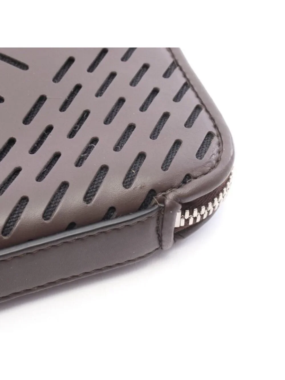 Bottega Veneta Clutch Perforated Dark Brown Black Leather